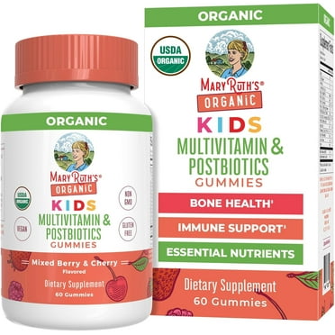 MaryRuth's | Multivitamin Gummies Postbiotics - USDA Organic Vitamins for Kids with Lactobacillus Rhamnosus - Vegan, Non-GMO - Multi with Postbiotics for Ages 4 - 60 Count
