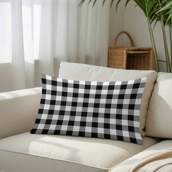 Classice Ombre Buffalo Lattice Throw Pillow Covers, Decorative Pillow Covers With Hidden Zipper Soft Brushed Microfiber Fabric, Black and White Pillowcases for Couch Bed 16x24in