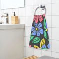 thumbnail image 5 of Flowers and Leaves Black Hand Towel Cotton Bath Towel Large Face Towels Absorbent for Bathroom Home Hotel, 5 of 7