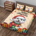 thumbnail image 3 of Merry Christmas Santa Maltese Scarf Twinkling Lights Xmas Holiday Quilt Bedding Set Maltese Dog Lover Gifts Idea 1 Blanket Bed Cover 2 Pillowcases - 00022, 3 of 5