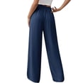 thumbnail image 3 of Women'S High Waist Slim Fit Draped Casual Tie Front Wide Leg Pants Blue XL, 3 of 9