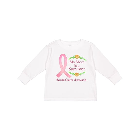 Inktastic My Mom is a Survivor Breast Cancer Awareness Boys or Girls Long Sleeve Toddler T-Shirt