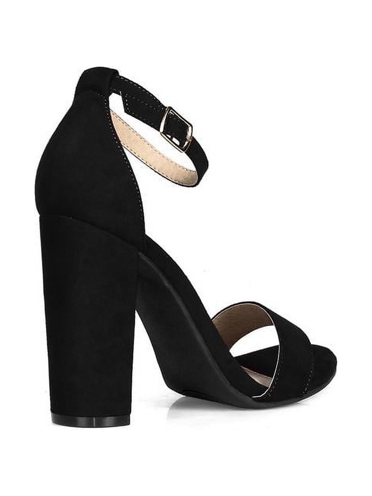 ShoeLaLa Two Piece Chunky Heel Sandals in Black