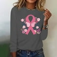 thumbnail image 4 of CLOISE Pink Breast Cancer Tops Women Long Sleeve Round Neck Tops Butterfly Ribbon Oversized Breast Cancer Fight T Shirts Trendy Comfortable Tee Shirts Cancer Survivor Gifts Fall Outfits Gray 2XL, 4 of 4