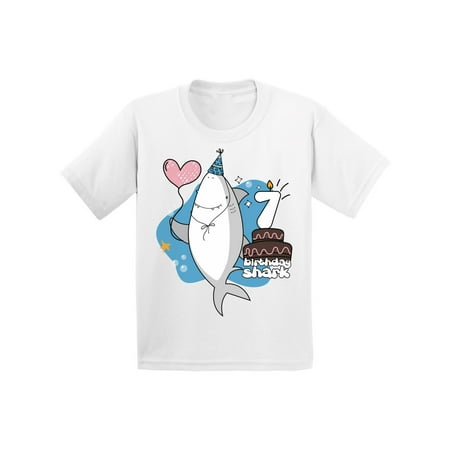 Tween Girl Birthday Gift Ideas Awkward Styles B Day Gifts for Seven Year Old Seventh B Day T-Shirt for Kids Seventh Birthday Party I am 7 T-shirt Shark Shirts for Boys Shark Lovers Gifts Shark Themed Party Shark T Shirts for Girls ()