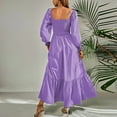 thumbnail image 4 of Fesfesfes Women Dress Casual Sexy Long Sleeve Pullover Square Neck Long Sleeve Ruffle High Waist Dress Sale Tops on Clearance, 4 of 7