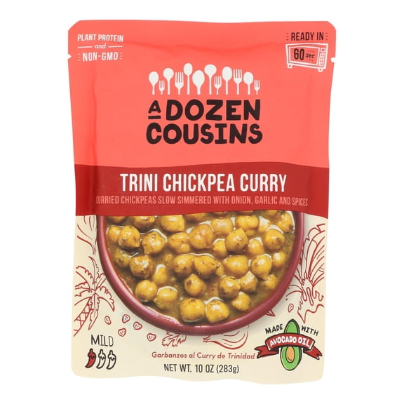 A Dozen Cousins - Ready to Eat Beans - Trini Chickpea Curry - Case of 6 - 10 oz.