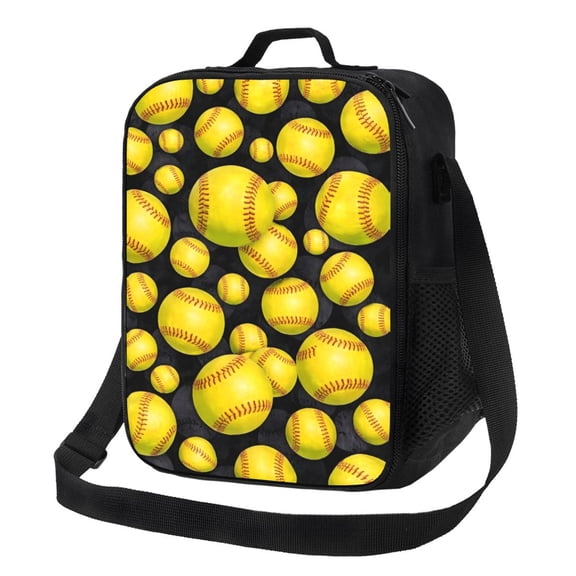 Softball Lunch Bag Insulated Thermal Lunch Box with Shoulder Strap & Handle for Women and Men