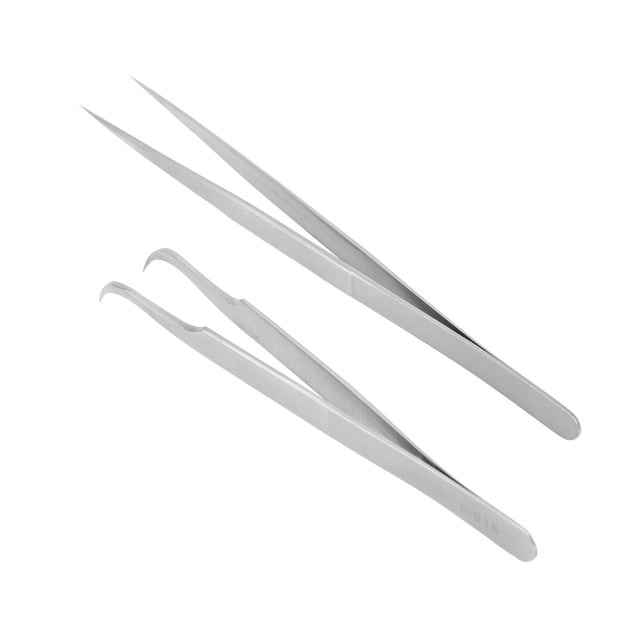 Pinzas antiestáticas, 2 piezas, pinzas para extensiones de pestañas, pinzas rectas, pinzas curvas, diseñadas para durar