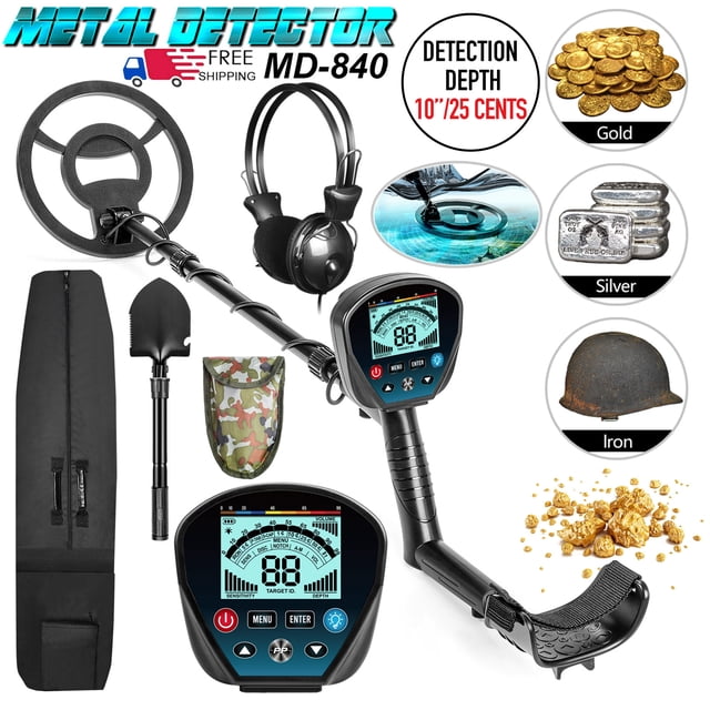 Hazlewolke Professional Metal Detector for Adults, Adjustable 9 Identification Levels,10 Levels of Sensitivity w/ Pinpoint Function, Auto LCD Backlight 10" Waterproof Search Coil Gold Finder for Kids