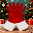 thumbnail image 4 of Sunvit-Panties Womens Christmas Gloves, Santa Style Red Gloves with White Plush Cuffs, Free Size Stretch Polyester Spandex Gloves for Holiday Party Cosplay Decoration, 1 Pair,Size Free Size, 4 of 5