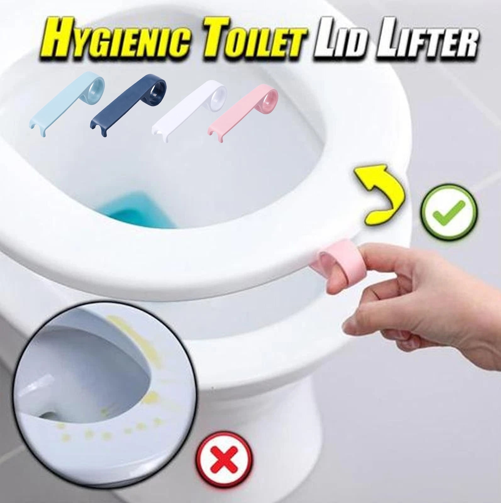 Bathroom Printed Toilet Seat Lid Cover Lifter Handle Holder Stick Avoid Touching 