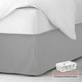 thumbnail image 1 of Nestl Pleated Bed Skirt - Damask Dobby Stripe Bed Skirt - Luxury Microfiber Dust Ruffle - 14” Tailored Drop - Bonus Bed Skirt Pins Set of 8 Included - Twin, Silver, 1 of 9