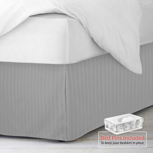 Nestl Bedding Pleated Bed Skirt - Damask Dobby Stripe Bed ...