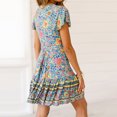 thumbnail image 4 of Vestido de Boho Floral Manga Corta Vestida de Cuello en V Mini Vestido de Vestir de Verano en Vestino de Verano Playa Estampado Floral Bohemio Vestido Navideño Odeerbi ODB113357, 4 of 6