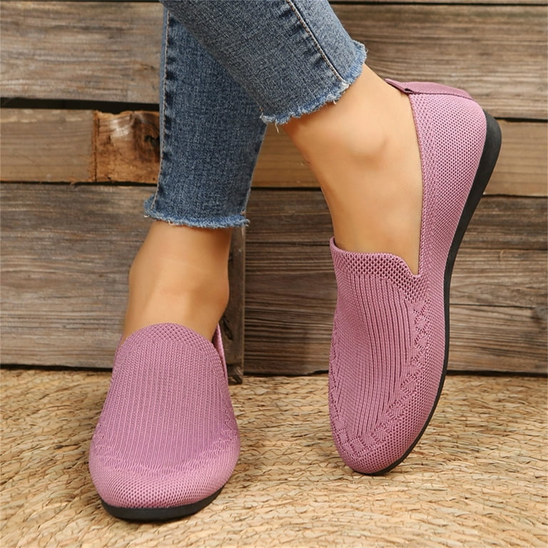 Cathalem Womens Casual Slip on Shoes Mesh Ladies Fashion Solid Color  Breathable Knitting Comfortable Size 9 Womens Shoes Casual Pink 6.5