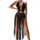 thumbnail image 1 of Trajes de playa de dos piezas para mujer con borlas de ganchillo ahuecadas sujetador de bikini y falda alta dividida, 1 of 6