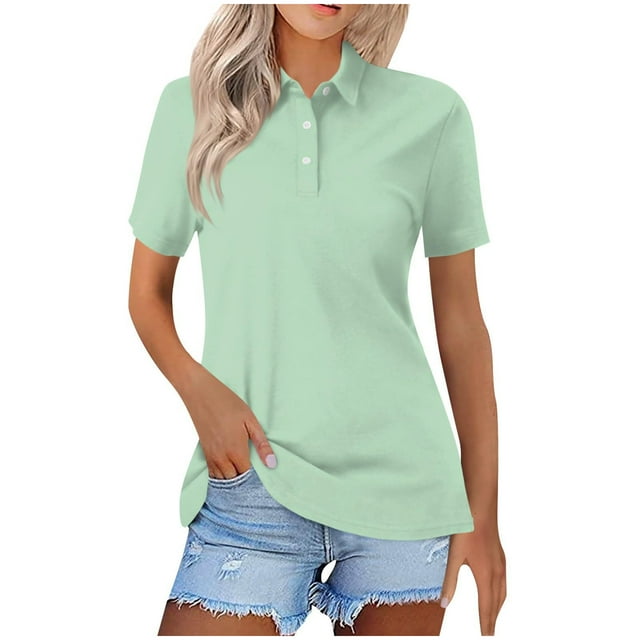 ameIAEA Women's Short Sleeve Golf Shirts Summer Button Down Collared Casual Tops Business Work Blouses