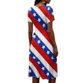 thumbnail image 5 of Women's America 250th Dresses Flag Print V-Neck A-Line Swing Midi Dresses Stretchy Slim Fit Summer Evening Party Dress, 5 of 5