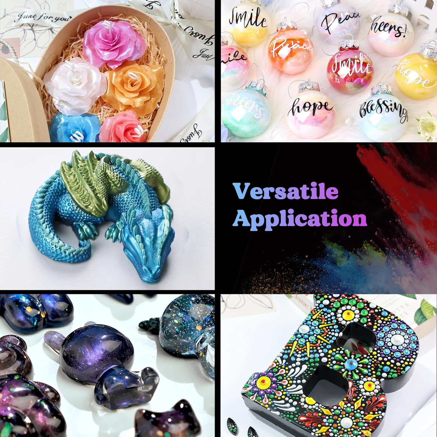 LET'S RESIN 60 Colors Mica Powder, Natural Pearlescent Pigment Powder for Epoxy Resin/UV Resin for Candle Making, Resin Dye, Painting, Art Crafts