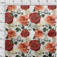 thumbnail image 2 of oneOone Viscose Jersey Orange Fabric Leaves & Rose Floral Sewing Material Print Fabric By The Yard 60 Inch Wide, 2 of 5