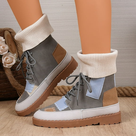 SKIYLEVZ Women's Snow Boots Warm Winter Fashion Boots Comfortable Breathable Warm Boots with Fleece Lined Thermal Shoes Cold Weather Daily Outfit Party Club Footwear