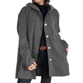 thumbnail image 1 of Chaqueta Informal de Holgada con Capucha y Larga para Mujer, Otoño e Invierno Gris M, 1 of 6