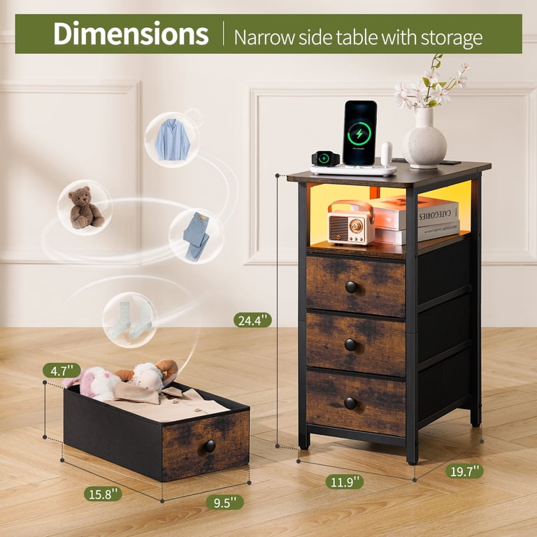 HomeYoobure Nightstand with LED Lights and Charging photo 2