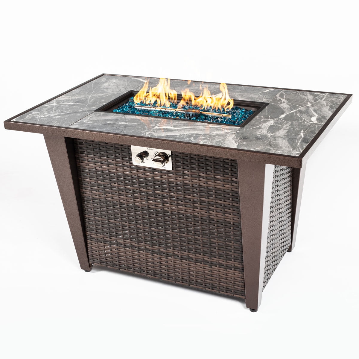 42'' Propane Fire Pit Table 50,000 BTU Fire Table with Inclined Leg and