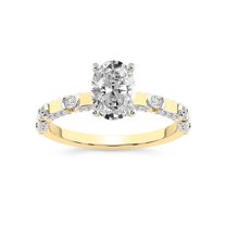 IGI Certified 1 Carat Oval Shape Lab Grown Diamond Engagement Ring | 14K Yellow Gold | Majestic Love Diamond Accent Ring | FG-VS1-VS2 Quality Friendly Diamonds