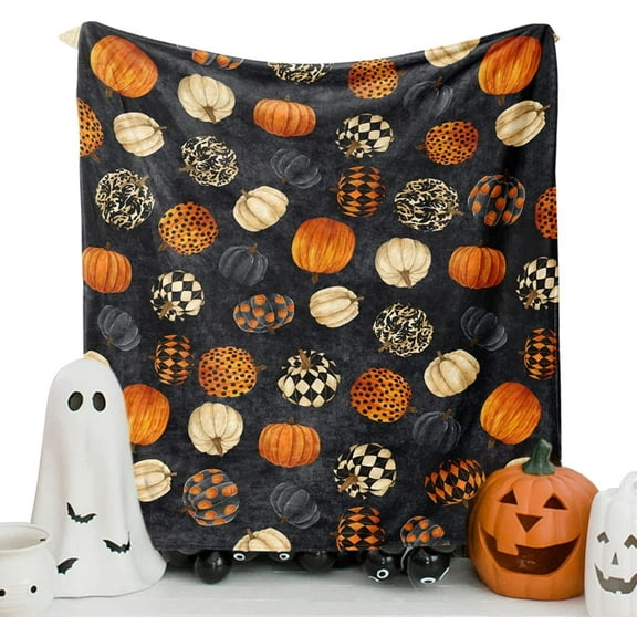 Halloween Pumpkin Art Fall Flannel Fleece Throw Blanket 60"x50"