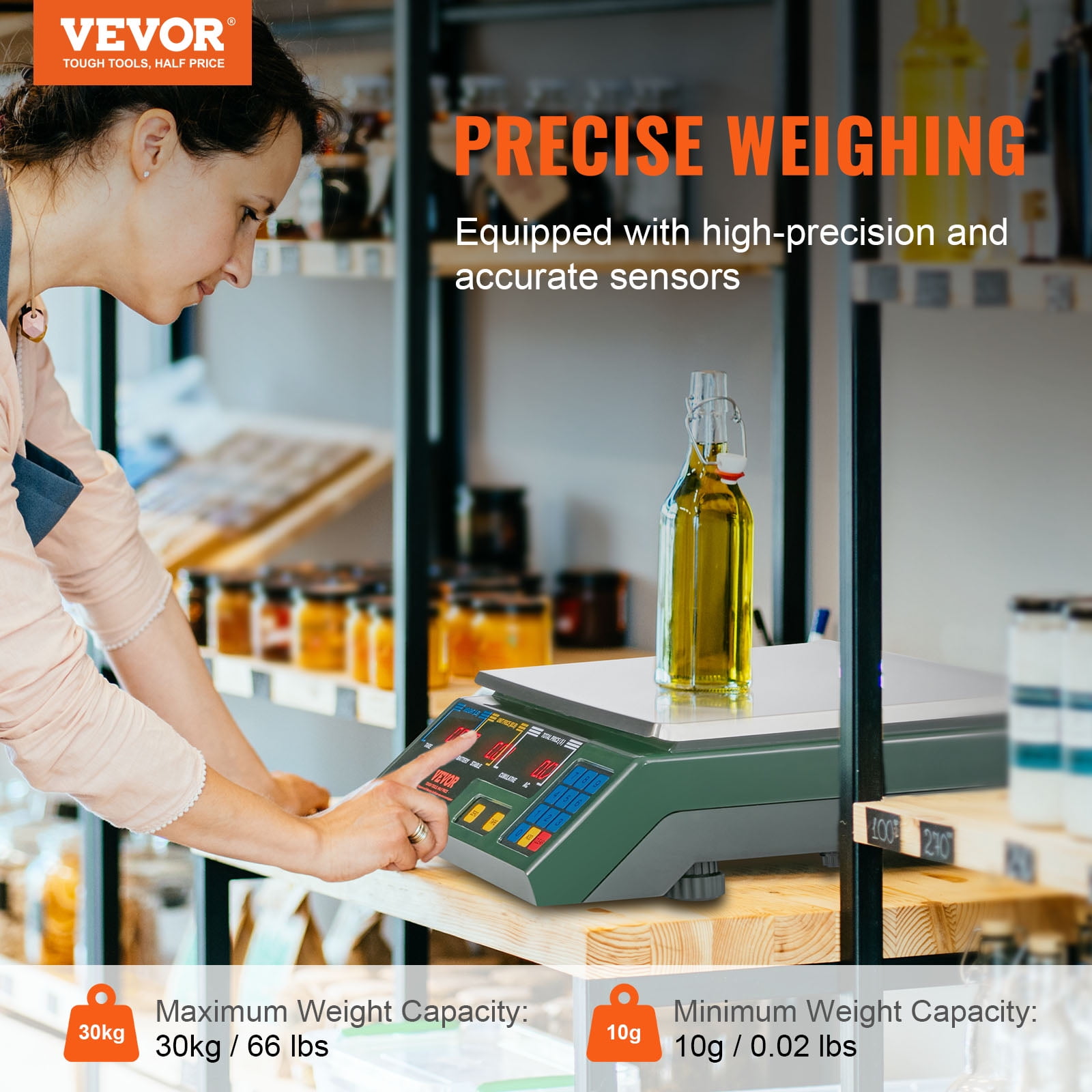 VEVOR 66Lbs 30KG Electronic Price Computing Scale Commercial Food Meat Weighting
