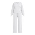 thumbnail image 7 of Lmueinov Women's 2 Piece V-Neck Pullover Sweatshirts Drawstring Wide Leg Pants Lounge Set Soft Fleece Long Sleeve Tops Workout Office Sweatsuit, 7 of 7