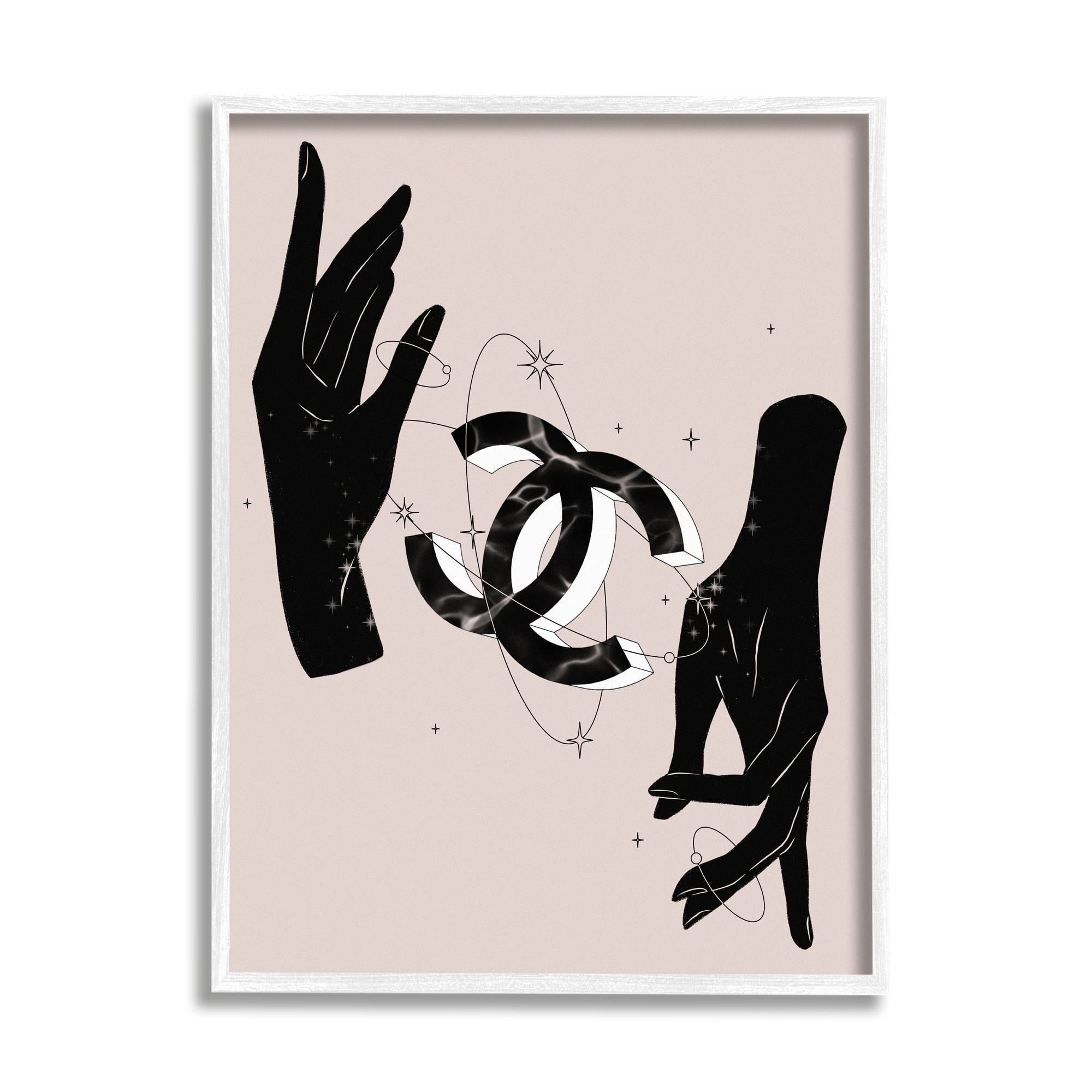 Stupell Industries Chic Hands Silhouette Surrounding Glam Fashion Emblem Graphic Art White Framed Art Print Wall Art, Design by Ziwei Li