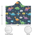 thumbnail image 3 of Wearable Blanket,DarkBlue Cartoon Dinosaurs SpeechBubbles Pattern Hooded Wearable Flannel Blanket for Adults & Teens,Winter Poncho Shawl Wrap Cape Cozy Anti-Pill,50"x60", 3 of 5