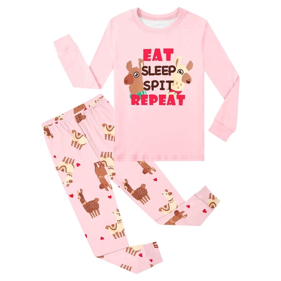 SJLDQY Pajamas for Girls Set Long Sleeve Cute Graphic Shirts Pants 2 Piece Pjs Sets Fall Winter Sleepwear Cozy Comfy Loungewear Sets