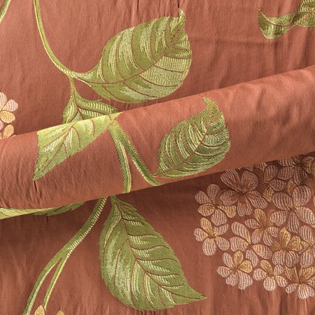 Terracotta Bohemian Floral Embroidered Upholstery Fabric 54" by the Yard
