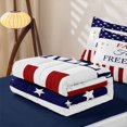 thumbnail image 6 of Manfei Stars Striped Zipper Queen Comforter Set with Fitted Sheet and 2 Pillowcases,Faith Family Freedom Print Zipper Bedding Set,Red White Navy Usa Flag Decor,Navy Blue Reversible,4pcs, 6 of 8