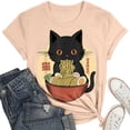 thumbnail image 5 of Womens Anime Cat Ramen Graphic T-Shirts Japanese Funny Graphic Short Sleeve Tees Kawaii Cat Anime Gifts Tops, 5 of 5