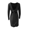 thumbnail image 3 of Fashion Women Autumn Solid Belt Long Sleeve Backless Mini Derss, 3 of 5