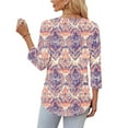 thumbnail image 5 of Zedker Casual Loose Fits V-Neck Tunic Tops for Women,Elegant Unique Printed Blouses with 3/4 Sleeve, Comfy Soft Shirts for Fall,Pink,XXL, 5 of 7
