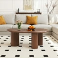 thumbnail image 5 of Wirrytor Cloud Coffee Table for Living Room, Oval Mid-Century Modern Wood Table with 3 Legs, Dark Brown, 5 of 9