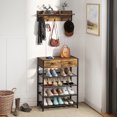 thumbnail image 2 of Gymax 5-Tier Shoe Rack w/ Wall-Mounted Coat Rack Hooks Drawers & Shelves for Bedroom, 2 of 10