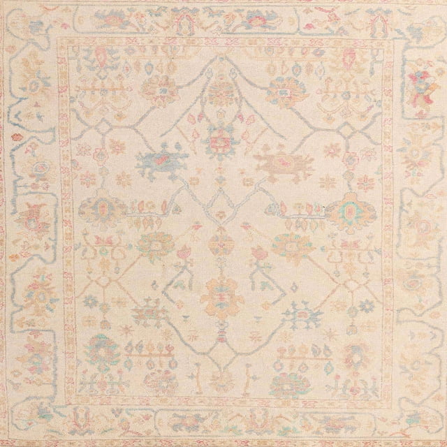 Ahgly Company Tapis d'Intérieur Carré Abstrait Orange Pêche Profonde Zone Orientale, 5' Carré