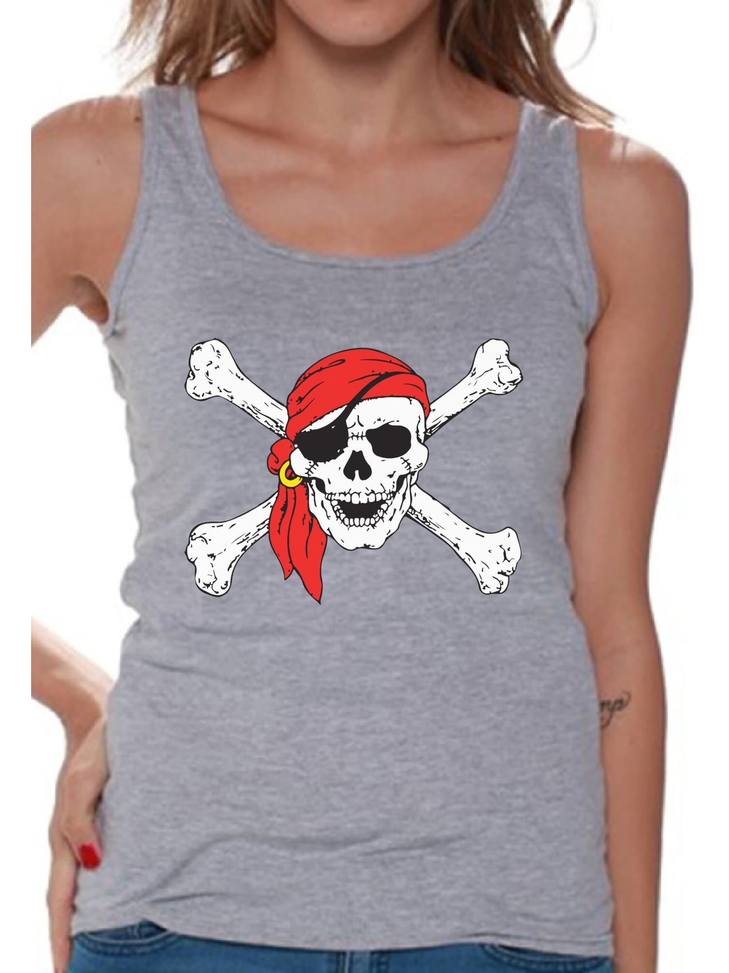 Awkward Styles Sugar Skull Tank Tops For Women Jolly Roger Skull And Crossbones Womens Tank Top 0712