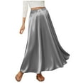 thumbnail image 3 of LSLJS Womens Satin Skirt Drawstring Elastic Waist Maxi Skirts Flowy Fashion Solid Color Long Skirt, S-2XL, 3 of 5