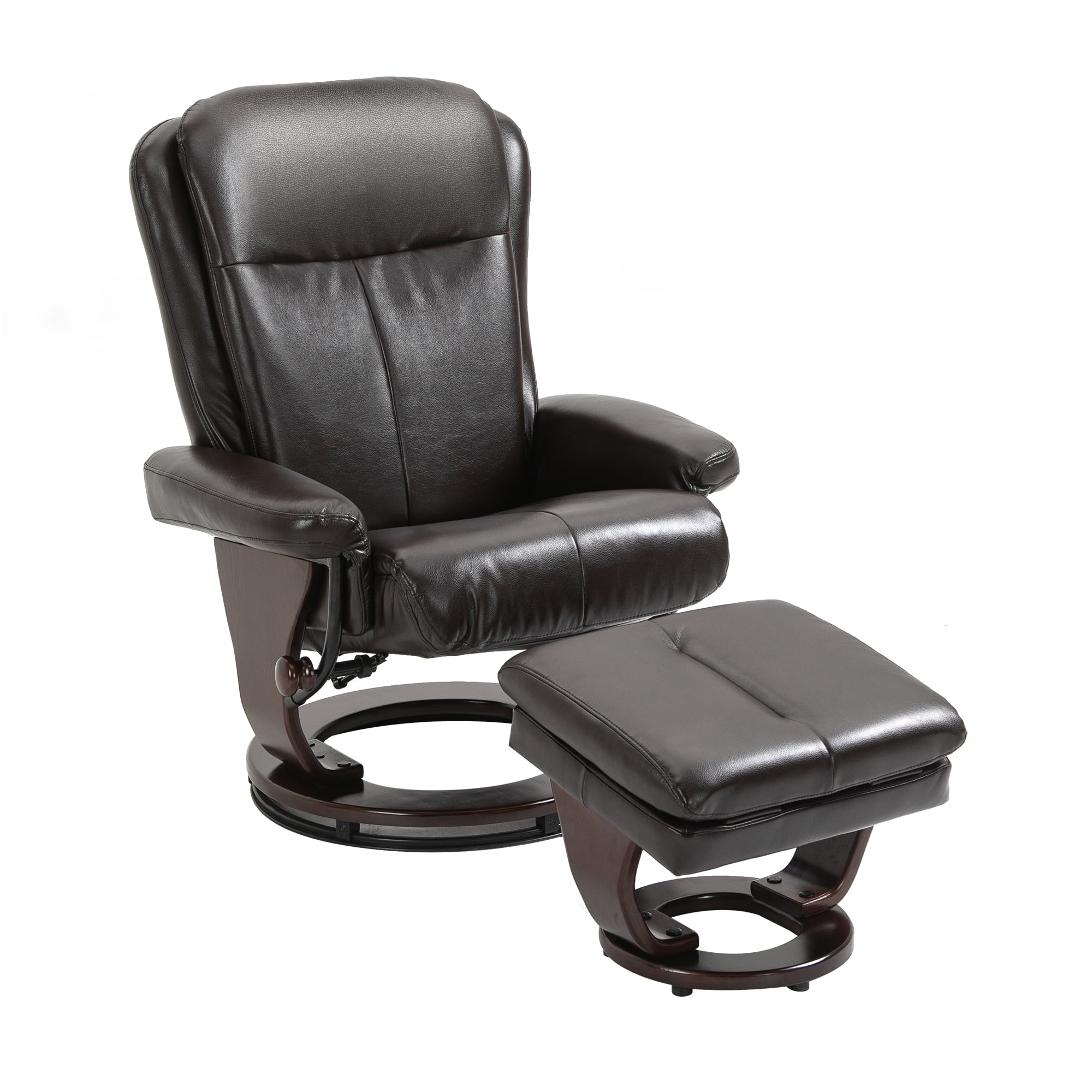 2 Piece Faux Leather Swivel Recliner and Ottoman Set with