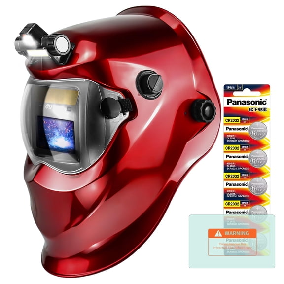 Auto Darkening Welding Helmet with Light Solar Powered True Color Welding Hood 2 Arc Sensor Wide Shade 9-13 Welding Mask with Extra Grinding Mode Weld Helmet