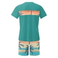 thumbnail image 5 of YLSDY Hawaiian Two Piece Sets for Men Short-Sleeve Oversized T-Shirts Tops with Graphic Shorts O-Neck Pullover Shirt Suits Lightweight Trendy Outerwear Green XL, 5 of 5