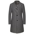 thumbnail image 4 of Leesechin Big & Tall Men's Solid Color Medium Long Casual Woolen Coat Stand Collar Single Breasted Pocket Brushed Trench Coat, 4 of 7